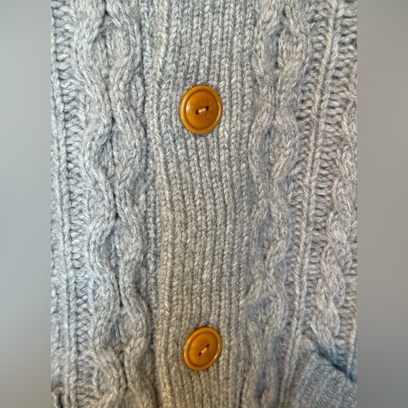 Grey Wool Cashmere Fishermans Knit Cardigan New Size Large AE77 Premium - Picture 5 of 9